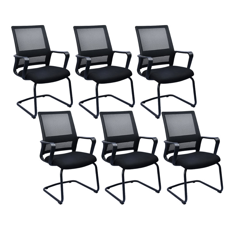 Contemporary Office Chair Fixed Arms Lumbar Support Conference Chair Textured Black 6 Piece Set Clearhalo 'furn' 'furn_office_chair' 'Furniture' 'Office Chairs' 'Office Furniture' 'office_chair' 6187323