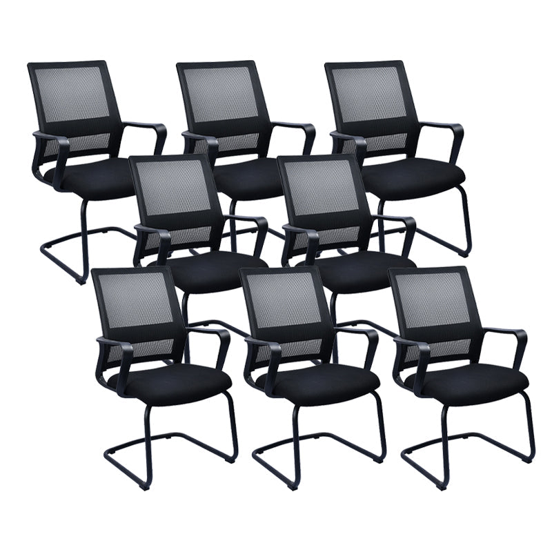 Contemporary Office Chair Fixed Arms Lumbar Support Conference Chair Textured Black 8 Piece Set Clearhalo 'furn' 'furn_office_chair' 'Furniture' 'Office Chairs' 'Office Furniture' 'office_chair' 6187324
