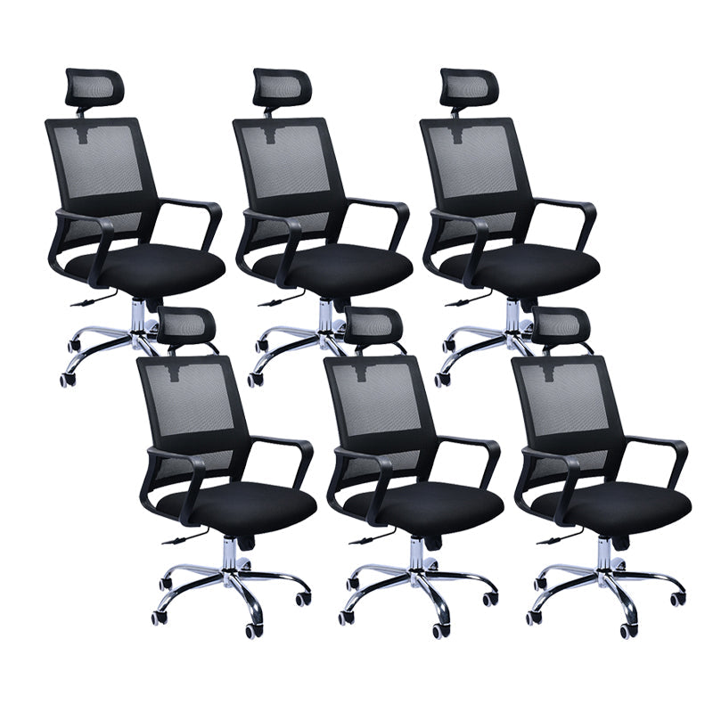 Contemporary Office Chair Fixed Arms Lumbar Support Conference Chair Black 6 Piece Set Clearhalo 'furn' 'furn_office_chair' 'Furniture' 'Office Chairs' 'Office Furniture' 'office_chair' 6187332