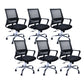 Contemporary Office Chair Fixed Arms Lumbar Support Conference Chair Matte Black 6 Piece Set Clearhalo 'furn' 'furn_office_chair' 'Furniture' 'Office Chairs' 'Office Furniture' 'office_chair' 6187339