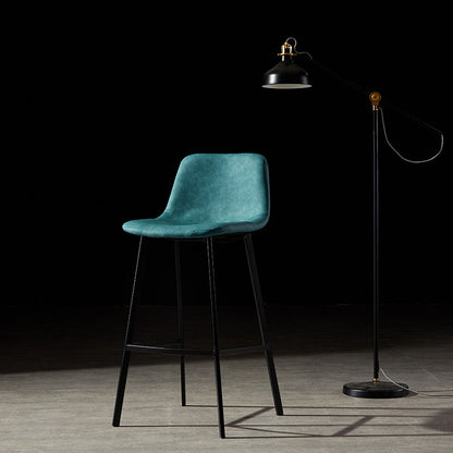 Industrial Metal Barstool Leather Low Back Stool with Cushion