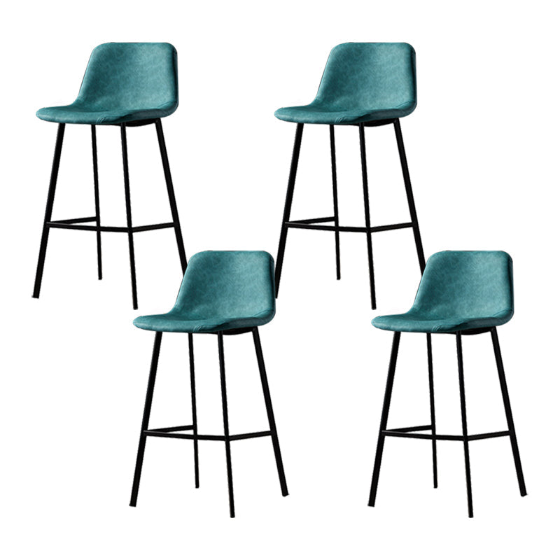 Industrial Metal Barstool Leather Low Back Stool with Cushion