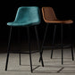 Industrial Metal Barstool Leather Low Back Stool with Cushion