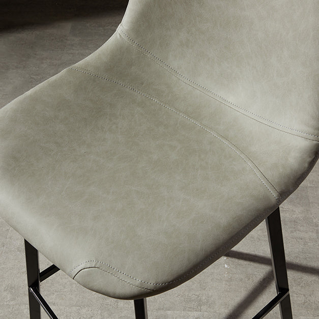 Industrial Metal Barstool Leather Low Back Stool with Cushion