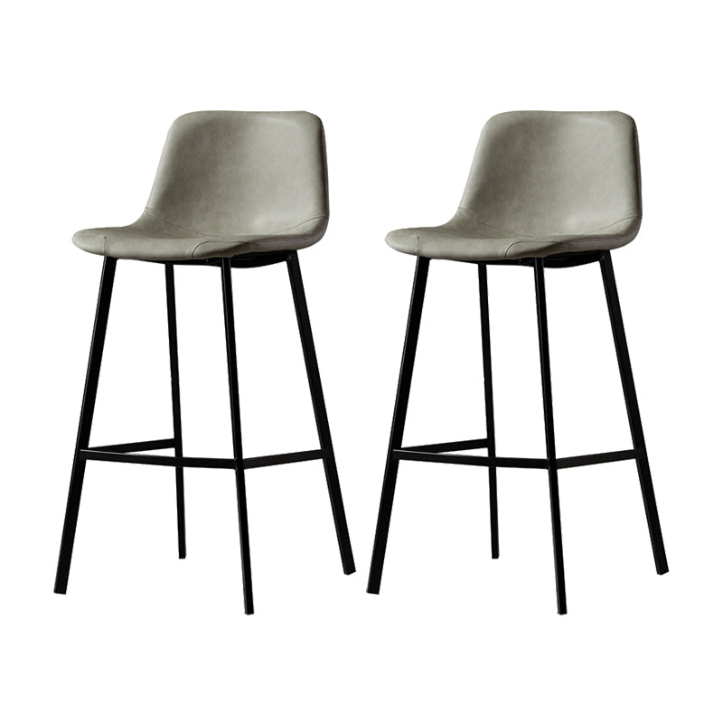 Industrial Metal Barstool Leather Low Back Stool with Cushion