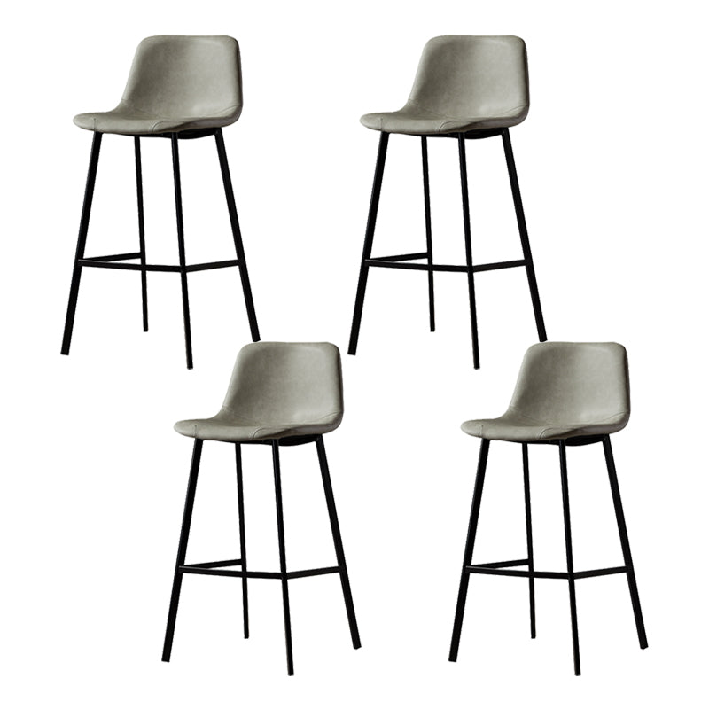 Industrial Metal Barstool Leather Low Back Stool with Cushion