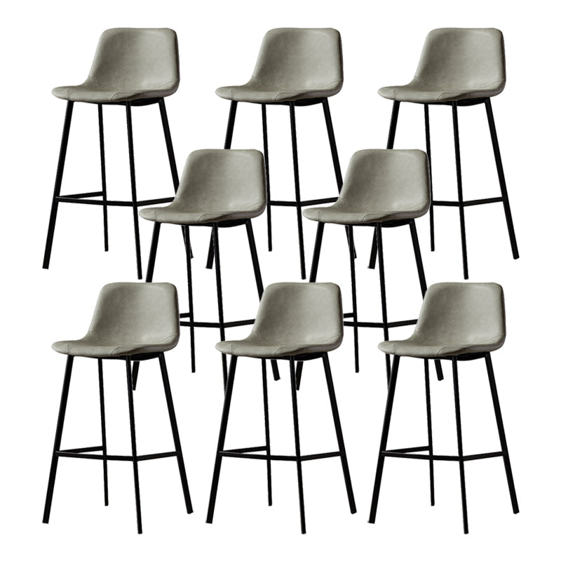 Industrial Metal Barstool Leather Low Back Stool with Cushion