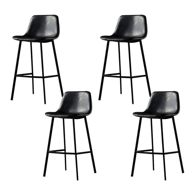 Industrial Metal Barstool Leather Low Back Stool with Cushion