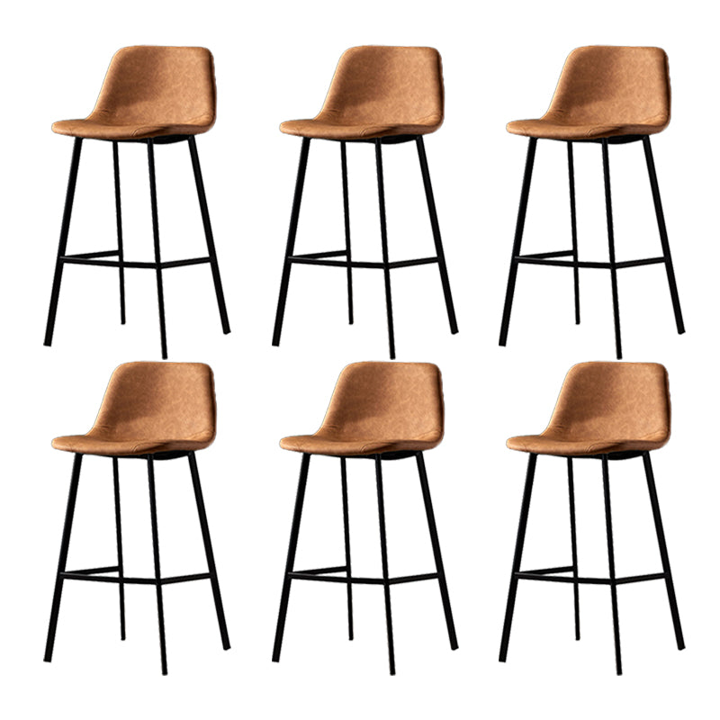 Industrial Metal Barstool Leather Low Back Stool with Cushion
