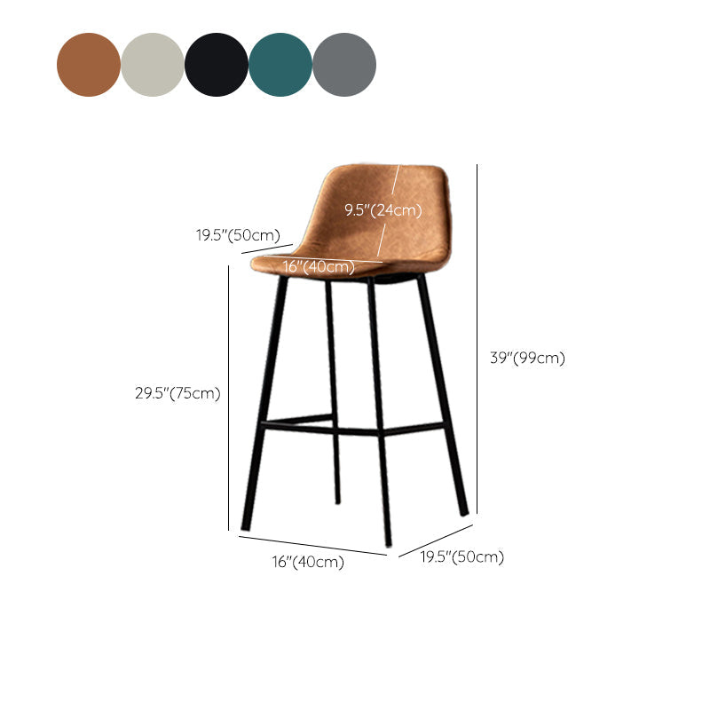 Industrial Metal Barstool Leather Low Back Stool with Cushion