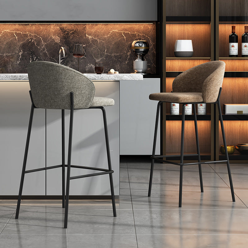 Armloser Barhocker aus Metall im zeitgenössischen Stil mit Leinen-Thekenbarhocker für die Küche