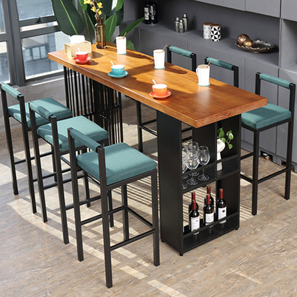 Industrial Table and Stool Set 1/2/7 Pieces Solid Wood Bar Table and Stools Clearhalo 'Bar Furniture' 'furn' 'furn_home_bar_bar_sets' 'Furniture' 'Home Bars & Bar Sets' 'home_bar_bar_sets' 'Kitchen & Dining Furniture' 6187592