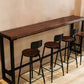 Dark Brown Bar Set with Pine Wood Top 1/2/5/9 Pieces Industrial Rectangle Pub Table Set 5 Pieces: Table, 4 Stools Clearhalo 'Bar Furniture' 'furn' 'furn_home_bar_bar_sets' 'Furniture' 'Home Bars & Bar Sets' 'home_bar_bar_sets' 'Kitchen & Dining Furniture' 6187601