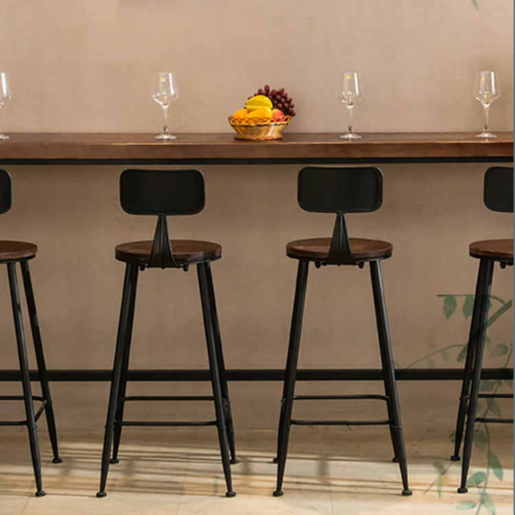 Dark Brown Bar Set with Pine Wood Top 1/2/5/9 Pieces Industrial Rectangle Pub Table Set Clearhalo 'Bar Furniture' 'furn' 'furn_home_bar_bar_sets' 'Furniture' 'Home Bars & Bar Sets' 'home_bar_bar_sets' 'Kitchen & Dining Furniture' 6187605