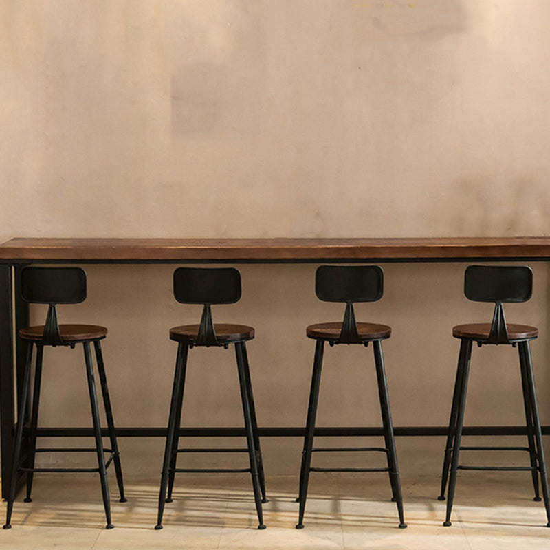 Dark Brown Bar Set with Pine Wood Top 1/2/5/9 Pieces Industrial Rectangle Pub Table Set Clearhalo 'Bar Furniture' 'furn' 'furn_home_bar_bar_sets' 'Furniture' 'Home Bars & Bar Sets' 'home_bar_bar_sets' 'Kitchen & Dining Furniture' 6187606