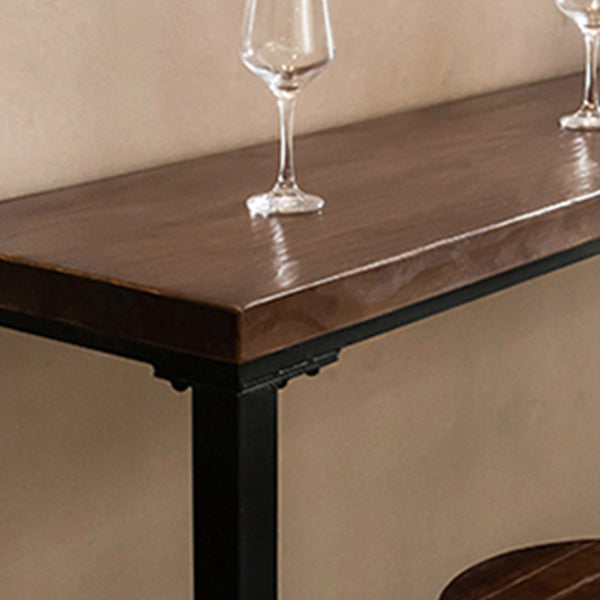 Dark Brown Bar Set with Pine Wood Top 1/2/5/9 Pieces Industrial Rectangle Pub Table Set Clearhalo 'Bar Furniture' 'furn' 'furn_home_bar_bar_sets' 'Furniture' 'Home Bars & Bar Sets' 'home_bar_bar_sets' 'Kitchen & Dining Furniture' 6187608