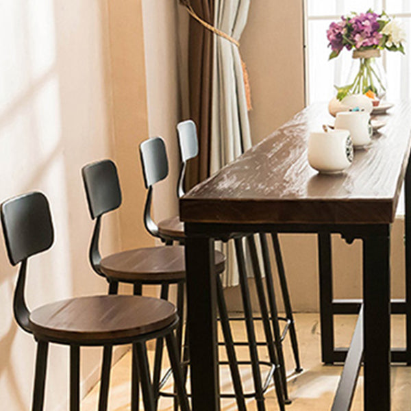 Dark Brown Bar Set with Pine Wood Top 1/2/5/9 Pieces Industrial Rectangle Pub Table Set Clearhalo 'Bar Furniture' 'furn' 'furn_home_bar_bar_sets' 'Furniture' 'Home Bars & Bar Sets' 'home_bar_bar_sets' 'Kitchen & Dining Furniture' 6187611
