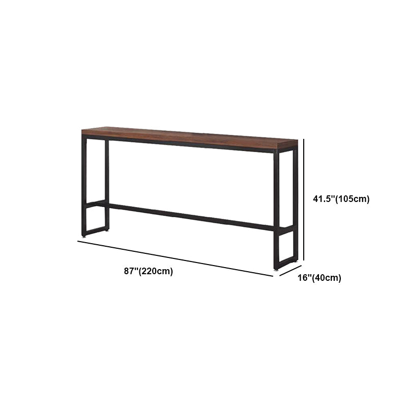 Dark Brown Bar Set with Pine Wood Top 1/2/5/9 Pieces Industrial Rectangle Pub Table Set Clearhalo 'Bar Furniture' 'furn' 'furn_home_bar_bar_sets' 'Furniture' 'Home Bars & Bar Sets' 'home_bar_bar_sets' 'Kitchen & Dining Furniture' 6187619