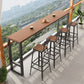 Juego de pub de madera de fabricación industrial, mesa de bar rectangular de 1/5 piezas con taburetes de metal