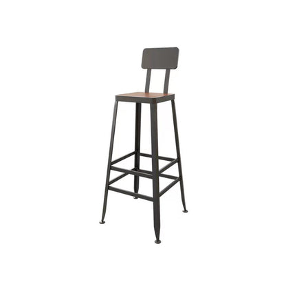 Juego de pub de madera de fabricación industrial, mesa de bar rectangular de 1/5 piezas con taburetes de metal