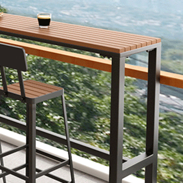 Juego de pub de madera de fabricación industrial, mesa de bar rectangular de 1/5 piezas con taburetes de metal