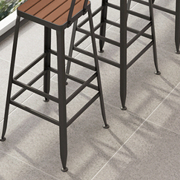 Juego de pub de madera de fabricación industrial, mesa de bar rectangular de 1/5 piezas con taburetes de metal