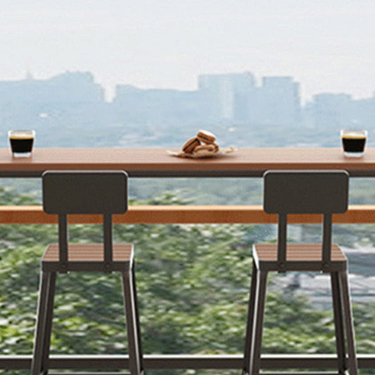 Industrial Manufactured Wood Pub Set 1/5 Pieces Rectangle Bar Table with Metal Stools