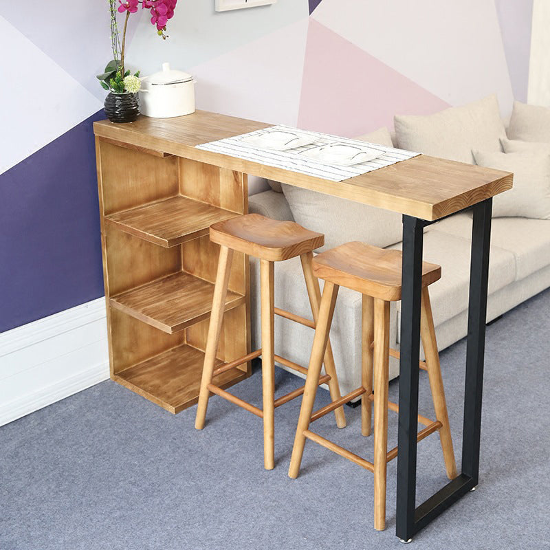 Industrial Bar Stool and Table 1/2/3 Pieces Wood Pub Dining Set 3 Pieces: Table, 2 Stools Clearhalo 'Bar Furniture' 'furn' 'furn_home_bar_bar_sets' 'Furniture' 'Home Bars & Bar Sets' 'home_bar_bar_sets' 'Kitchen & Dining Furniture' 6187759