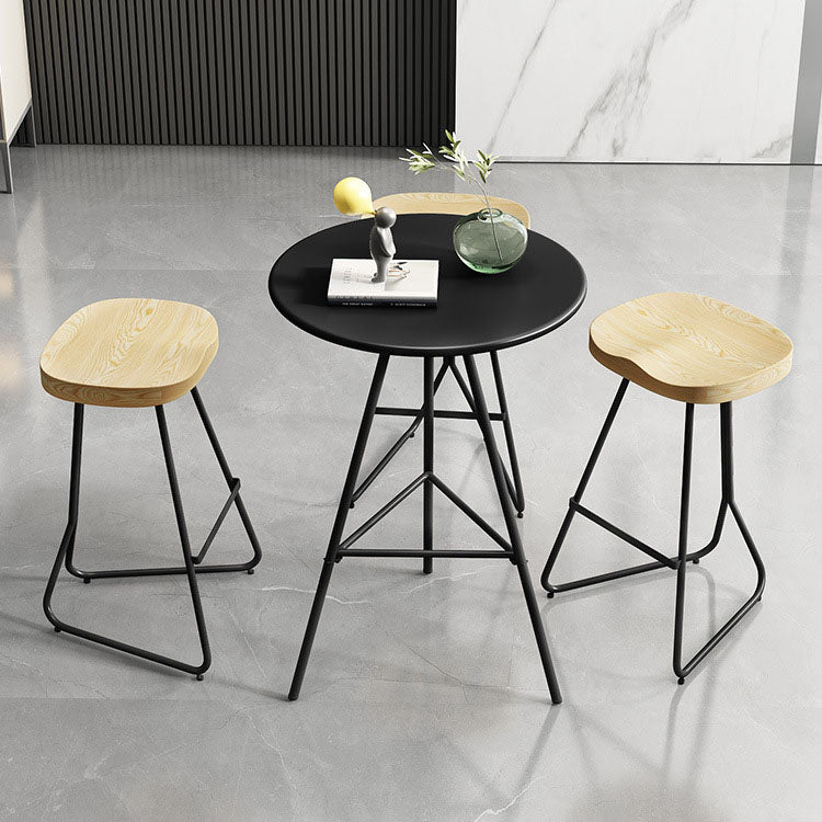 1/3/4/5 Pieces Industrial Iron Bar Table Set Round Bistro Set with Wood Top Clearhalo 'Bar Furniture' 'furn' 'furn_home_bar_bar_sets' 'Furniture' 'Home Bars & Bar Sets' 'home_bar_bar_sets' 'Kitchen & Dining Furniture' 6187777