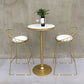 Modern Round Pub Table Set 1/2/3 Pieces Bar Table with Metal Stools 3 Pieces: Table, 2 White Stools Clearhalo 'Bar Furniture' 'furn' 'furn_home_bar_bar_sets' 'Furniture' 'Home Bars & Bar Sets' 'home_bar_bar_sets' 'Kitchen & Dining Furniture' 6187809