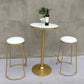 Modern Round Pub Table Set 1/2/3 Pieces Bar Table with Metal Stools 3 Pieces: 1 Table, 2 White Gold Stools Clearhalo 'Bar Furniture' 'furn' 'furn_home_bar_bar_sets' 'Furniture' 'Home Bars & Bar Sets' 'home_bar_bar_sets' 'Kitchen & Dining Furniture' 6187814