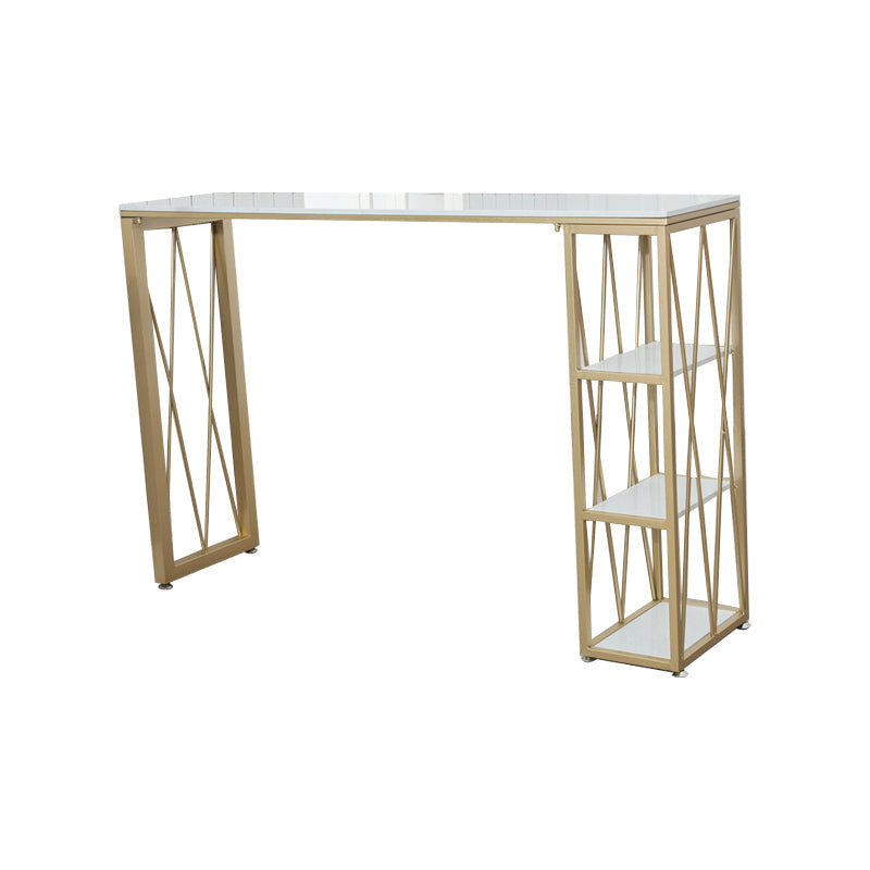 Faux Marble Bar Table Set 1/2/5 Pieces Rectangle Counter Table with Backless Stools White 71"L x 16"W Clearhalo 'Bar Furniture' 'furn' 'furn_home_bar_bar_sets' 'Furniture' 'Home Bars & Bar Sets' 'home_bar_bar_sets' 'Kitchen & Dining Furniture' 6187831