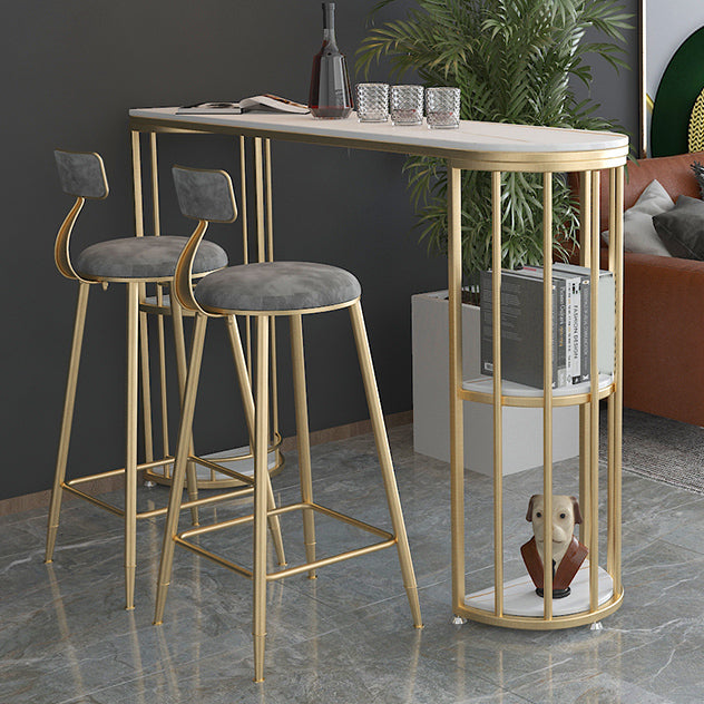 Glam Style Bar Table Set 1/3/5 Pieces Stone Fixed Counter Height Set for Indoor Clearhalo 'Bar Furniture' 'furn' 'furn_home_bar_bar_sets' 'Furniture' 'Home Bars & Bar Sets' 'home_bar_bar_sets' 'Kitchen & Dining Furniture' 6187896