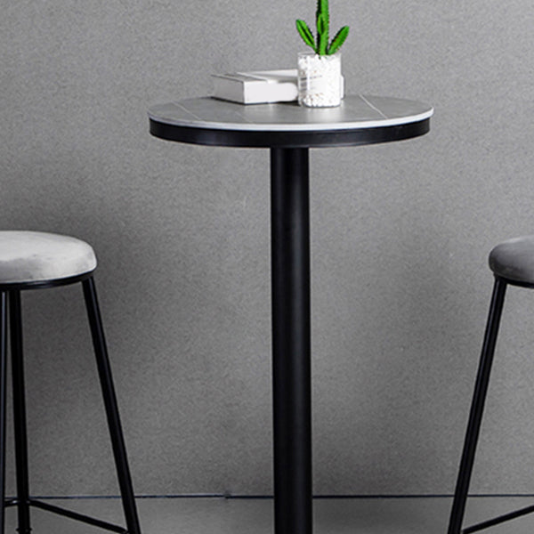 Industrial Round Bar Table Set 1/3 Pieces Stone Counter Table with Upholstered Stools Clearhalo 'Bar Furniture' 'furn' 'furn_home_bar_bar_sets' 'Furniture' 'Home Bars & Bar Sets' 'home_bar_bar_sets' 'Kitchen & Dining Furniture' 6187967