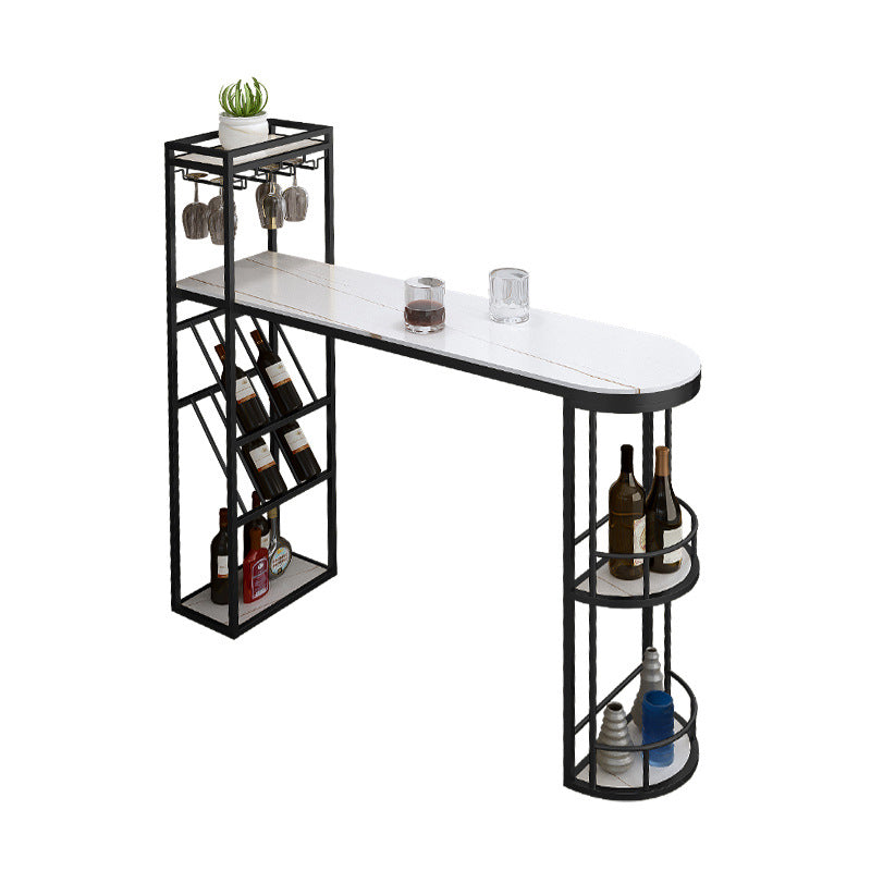 Contemporary Style 1/2/3 Pieces Bar Table Set Rectangle Bar Table with Metal Stools Matte White 71"L x 16"W Clearhalo 'Bar Furniture' 'furn' 'furn_home_bar_bar_sets' 'Furniture' 'Home Bars & Bar Sets' 'home_bar_bar_sets' 'Kitchen & Dining Furniture' 6188017