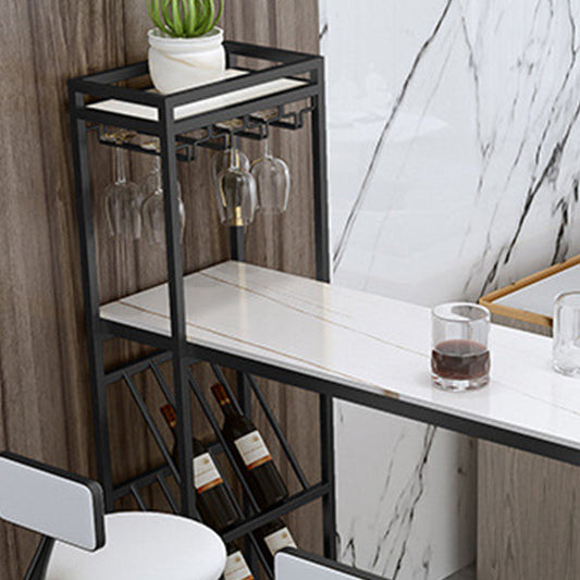 Contemporary Style 1/2/3 Pieces Bar Table Set Rectangle Bar Table with Metal Stools Clearhalo 'Bar Furniture' 'furn' 'furn_home_bar_bar_sets' 'Furniture' 'Home Bars & Bar Sets' 'home_bar_bar_sets' 'Kitchen & Dining Furniture' 6188028