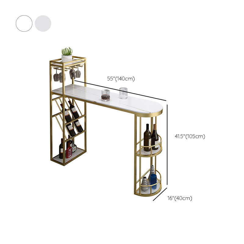 Contemporary Style 1/2/3 Pieces Bar Table Set Rectangle Bar Table with Metal Stools Clearhalo 'Bar Furniture' 'furn' 'furn_home_bar_bar_sets' 'Furniture' 'Home Bars & Bar Sets' 'home_bar_bar_sets' 'Kitchen & Dining Furniture' 6188032