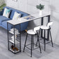 Industrial Style 1/2/3 Pieces Bar Table Set Rectangle Bar Table with Metal Stools 3 Pieces: Table, 2 White Stools Clearhalo 'Bar Furniture' 'furn' 'furn_home_bar_bar_sets' 'Furniture' 'Home Bars & Bar Sets' 'home_bar_bar_sets' 'Kitchen & Dining Furniture' 6188052