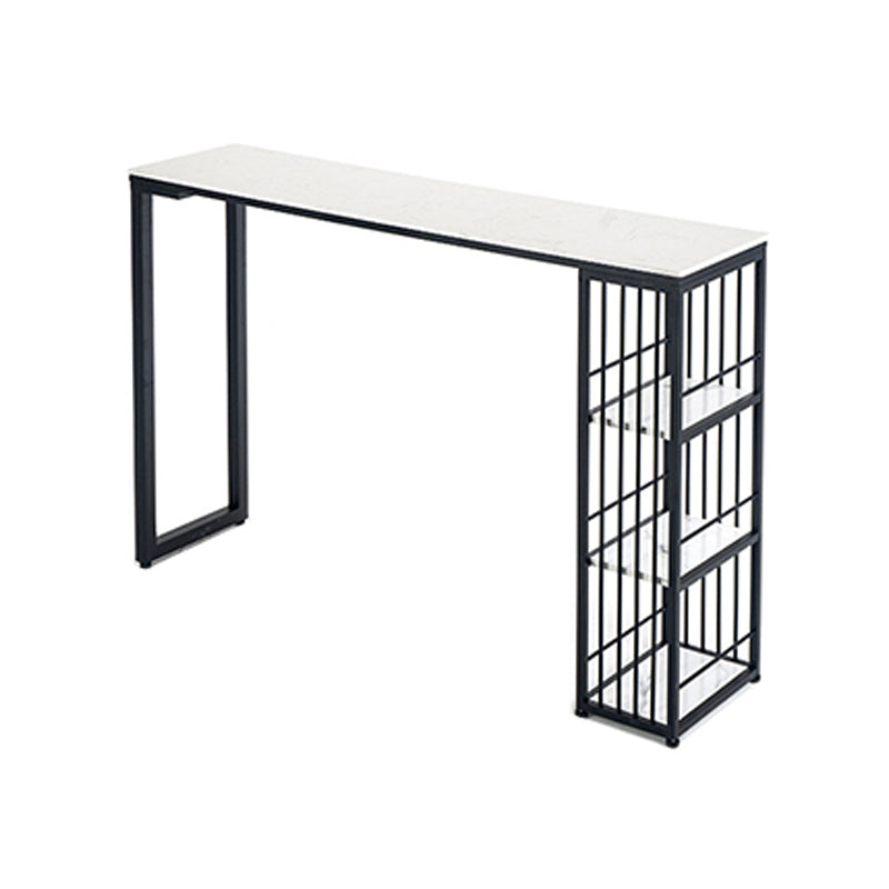 Industrial Style 1/2/3 Pieces Bar Table Set Rectangle Bar Table with Metal Stools White 71"L x 16"W Clearhalo 'Bar Furniture' 'furn' 'furn_home_bar_bar_sets' 'Furniture' 'Home Bars & Bar Sets' 'home_bar_bar_sets' 'Kitchen & Dining Furniture' 6188053