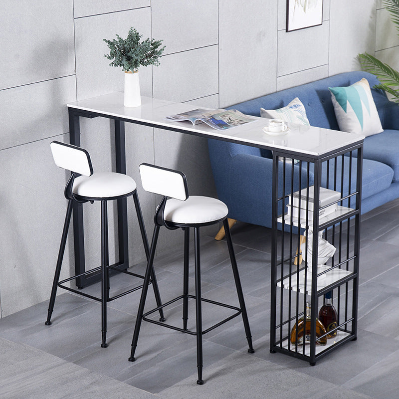 Industrial Style 1/2/3 Pieces Bar Table Set Rectangle Bar Table with Metal Stools Clearhalo 'Bar Furniture' 'furn' 'furn_home_bar_bar_sets' 'Furniture' 'Home Bars & Bar Sets' 'home_bar_bar_sets' 'Kitchen & Dining Furniture' 6188055