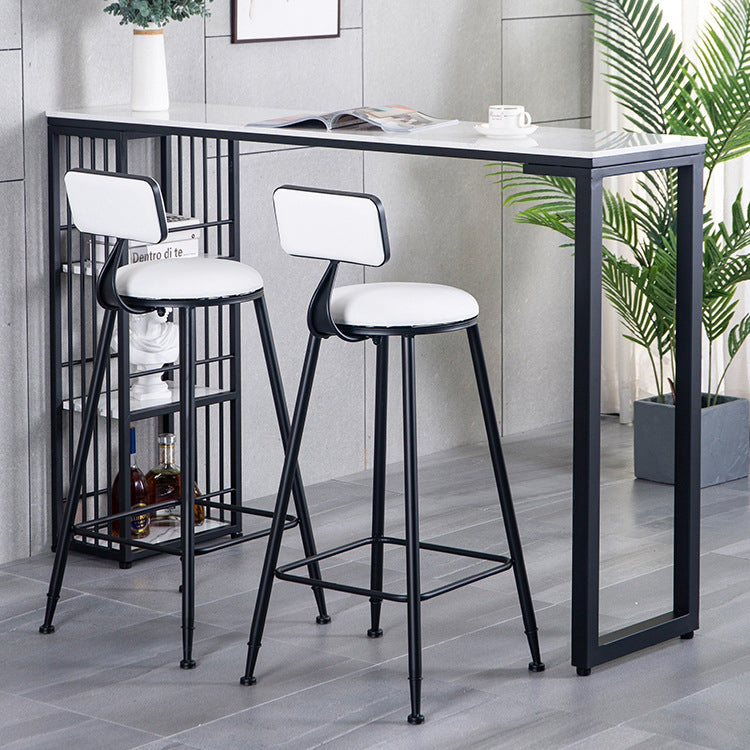 Industrial Style 1/2/3 Pieces Bar Table Set Rectangle Bar Table with Metal Stools Clearhalo 'Bar Furniture' 'furn' 'furn_home_bar_bar_sets' 'Furniture' 'Home Bars & Bar Sets' 'home_bar_bar_sets' 'Kitchen & Dining Furniture' 6188059