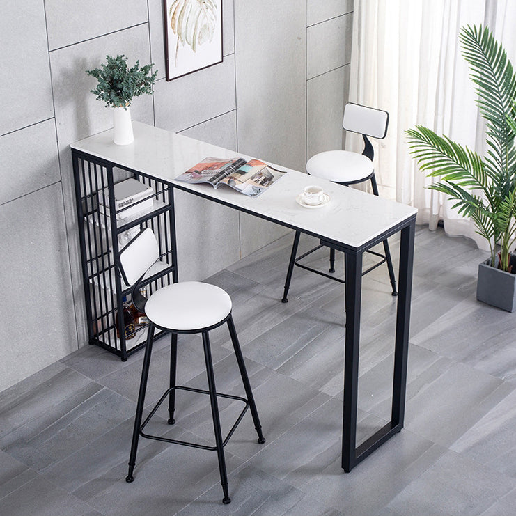 Industrial Style 1/2/3 Pieces Bar Table Set Rectangle Bar Table with Metal Stools Clearhalo 'Bar Furniture' 'furn' 'furn_home_bar_bar_sets' 'Furniture' 'Home Bars & Bar Sets' 'home_bar_bar_sets' 'Kitchen & Dining Furniture' 6188066