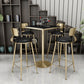Glam Style Bar Table Set 1/2/3/5 Pieces Square Bar Table with Metal Stools 5 Pieces: Table, 4 Black Stools Clearhalo 'Bar Furniture' 'furn' 'furn_home_bar_bar_sets' 'Furniture' 'Home Bars & Bar Sets' 'home_bar_bar_sets' 'Kitchen & Dining Furniture' 6188097