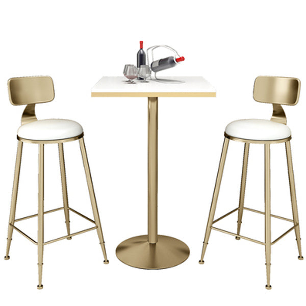 Glam Style Bar Table Set 1/2/3/5 Pieces Square Bar Table with Metal Stools 3 Pieces: Table, 2 White Stools Clearhalo 'Bar Furniture' 'furn' 'furn_home_bar_bar_sets' 'Furniture' 'Home Bars & Bar Sets' 'home_bar_bar_sets' 'Kitchen & Dining Furniture' 6188099
