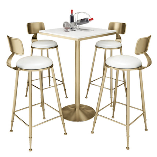 Glam Style Bar Table Set 1/2/3/5 Pieces Square Bar Table with Metal Stools 5 Pieces: Table, 4 White Stools Clearhalo 'Bar Furniture' 'furn' 'furn_home_bar_bar_sets' 'Furniture' 'Home Bars & Bar Sets' 'home_bar_bar_sets' 'Kitchen & Dining Furniture' 6188101