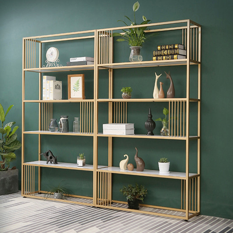 Metal and Wooden Bookshelf Open Glam Etagere Shelf Bookcase for Study Room Clearhalo 'Bookcases' 'furn' 'furn_bookcases' 'Furniture' 'Office Furniture' 6188177