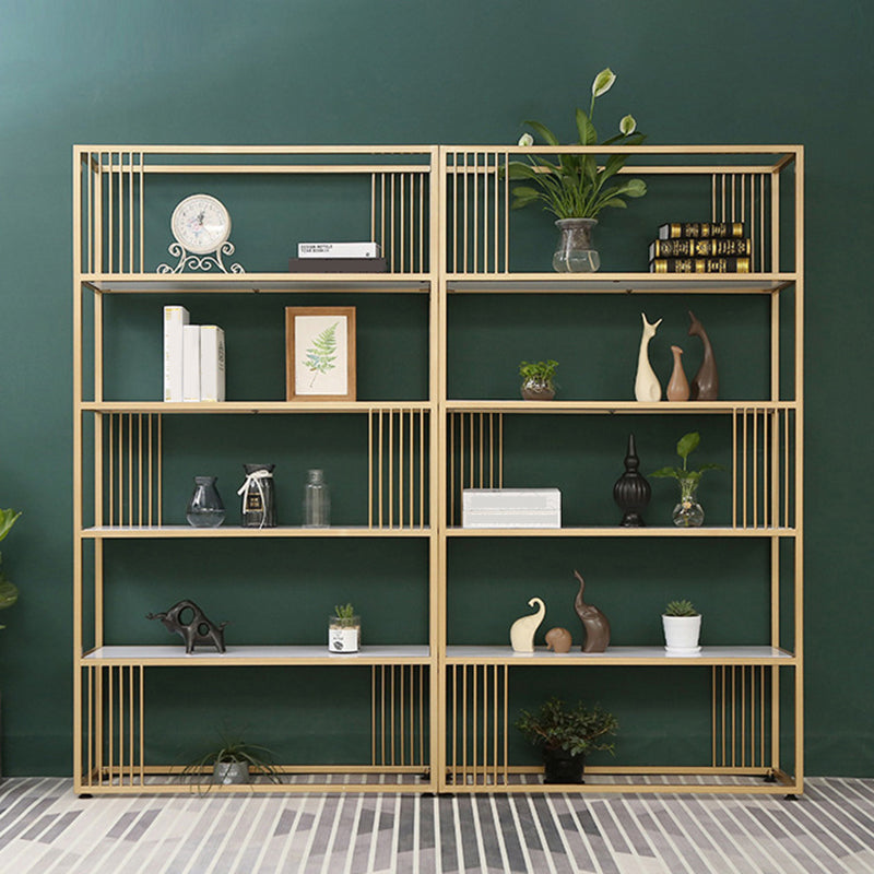 Metal and Wooden Bookshelf Open Glam Etagere Shelf Bookcase for Study Room Clearhalo 'Bookcases' 'furn' 'furn_bookcases' 'Furniture' 'Office Furniture' 6188180