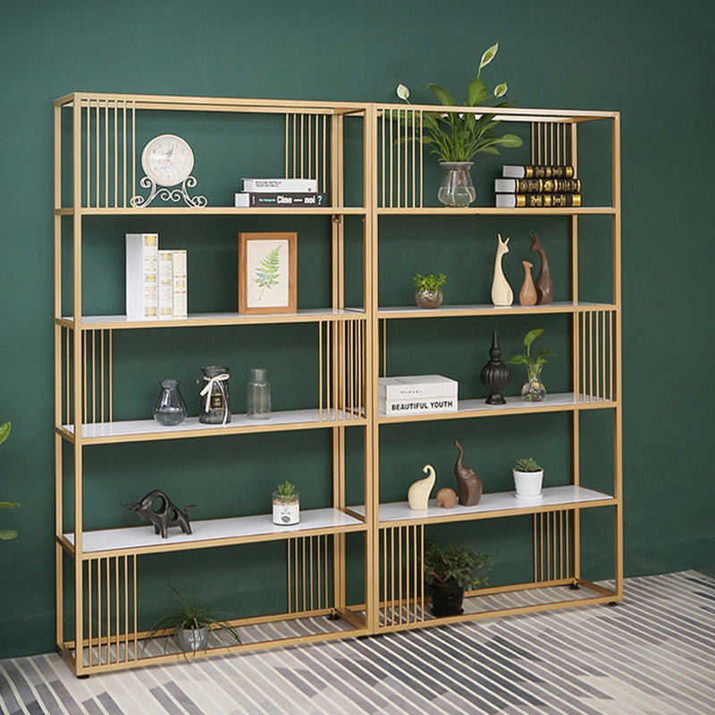 Metal and Wooden Bookshelf Open Glam Etagere Shelf Bookcase for Study Room Clearhalo 'Bookcases' 'furn' 'furn_bookcases' 'Furniture' 'Office Furniture' 6188181