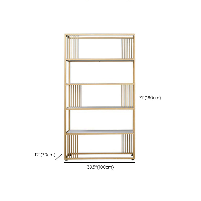 Metal and Wooden Bookshelf Open Glam Etagere Shelf Bookcase for Study Room Clearhalo 'Bookcases' 'furn' 'furn_bookcases' 'Furniture' 'Office Furniture' 6188189