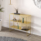 3-shelf with Rectangular Shelves Bookshelf 11.8" W Etagere Shelf Bookcase Gold 3 Clearhalo 'Bookcases' 'furn' 'furn_bookcases' 'Furniture' 'Office Furniture' 6188240